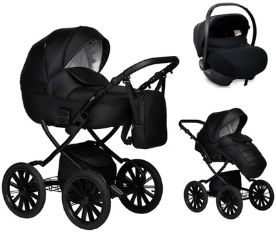 Детская коляска Indigo Mio Eco Plus 14 3 в 1 с автокреслом Avionaut Cosmo Black 01 черная кожа