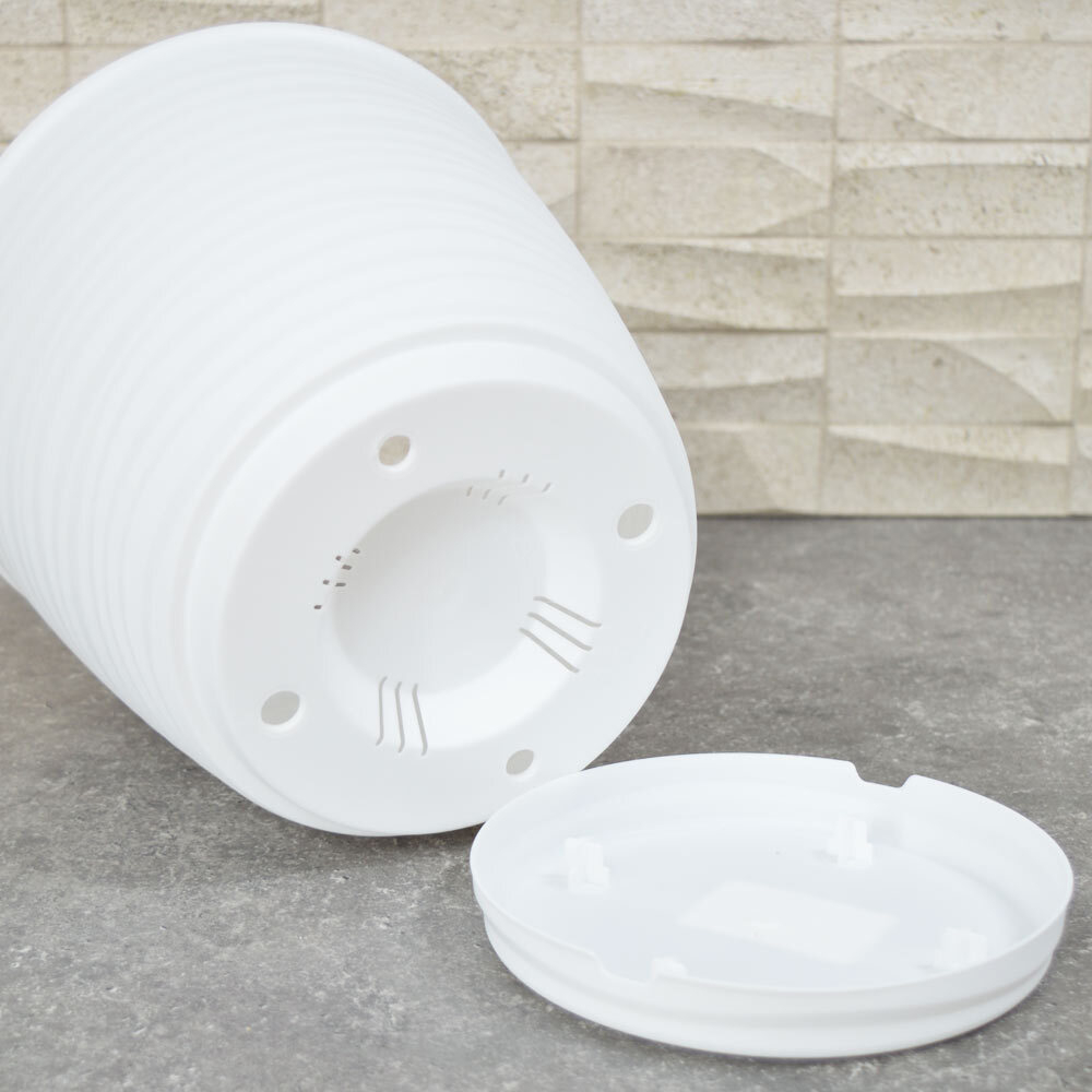 Горшок цветочный Saffron 5,4л с поддоном (белый)