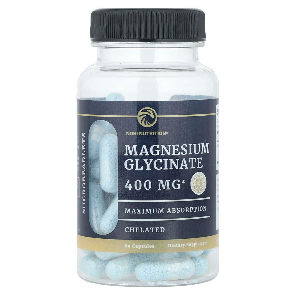 Nobi Nutrition, Глицинат магния, 60 капсул (200 мг на капсулу)