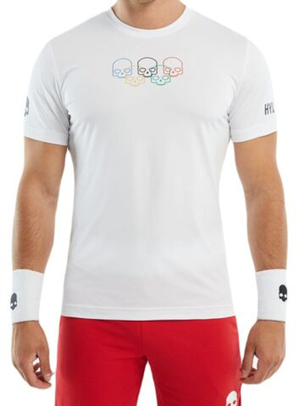 Мужская теннисная футболка Hydrogen Olympic Skull Tech T-Shirt - белый