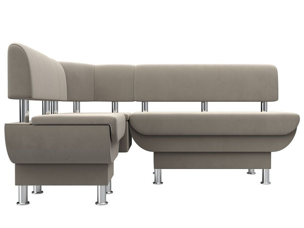 Диван кухонный угловой Альфа левый угол, Бежевый, Микровельвет, 116699L