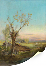 "Деревня на берегу реки", Саврасов А. К., картина для интерьера (репродукция) Настене.рф
