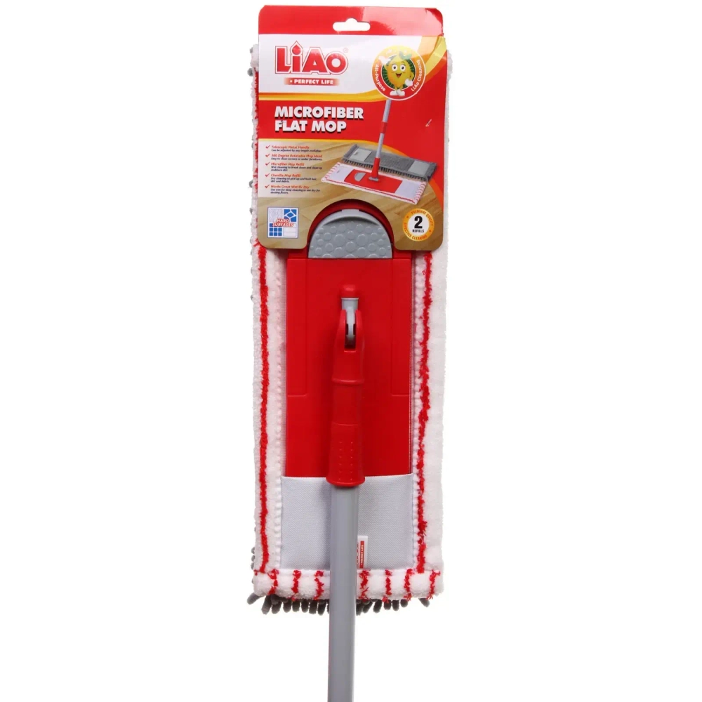 Швабра «Liao» с двумя насадками из микрофибры LA2211 красная