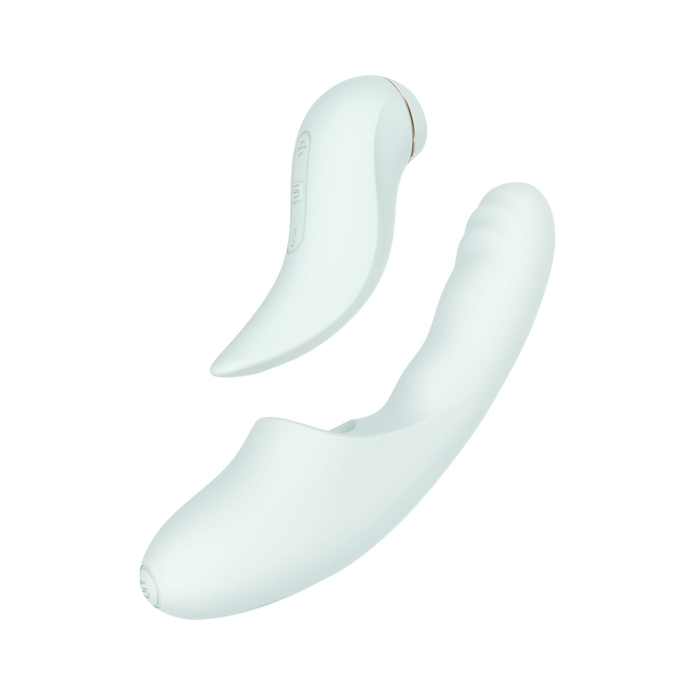 Мятный вибратор-кролик из 2 частей Fatima - 19 см. (Цвет: мятный)