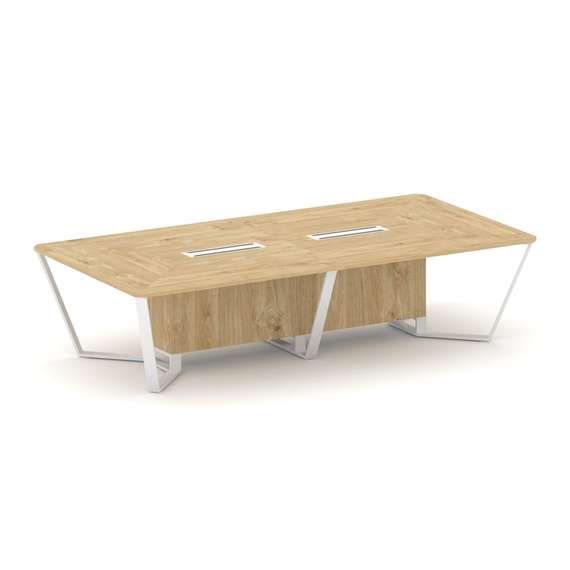 Steel Meet Стол переговорный прямоугольный KDK-PR.B.SP-12 Тиквуд Светлый/Металл Белый 3200*1600*750