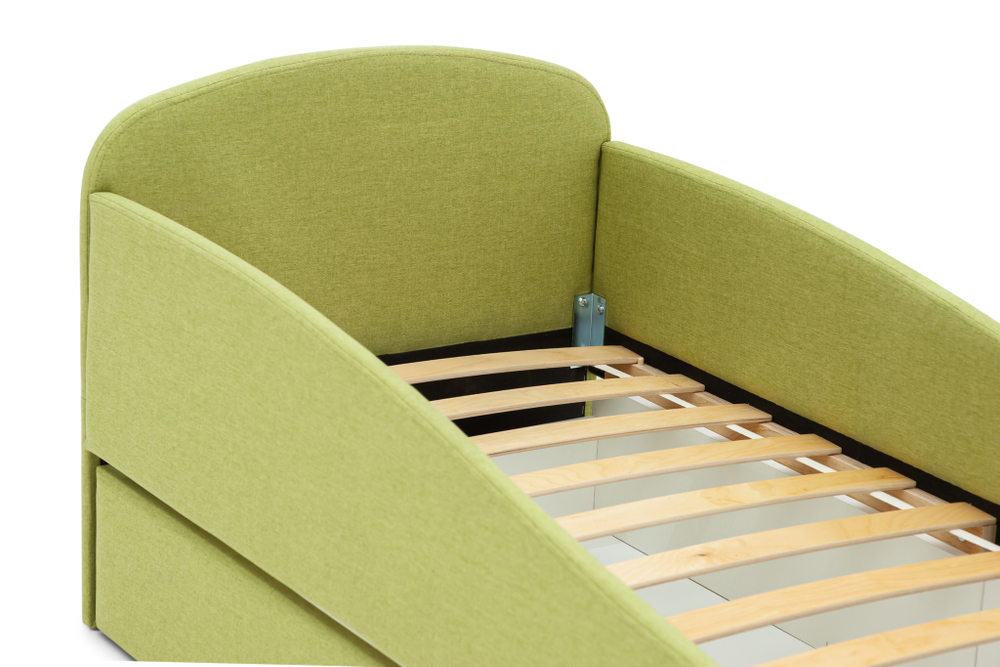 Детская мягкая кровать с ящиком Бельмарко Letmo авокадо рогожка