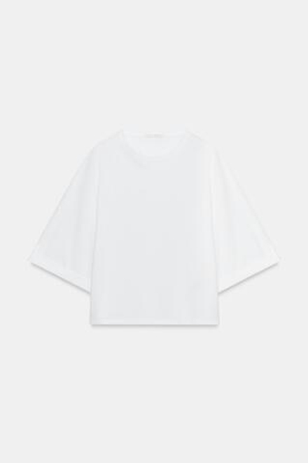 ZARA АСИММЕТРИЧНАЯ ФУТБОЛКА С ПУГОВИЦЕЙ, БЕЛЫЙ