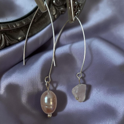 Комплект: Браслет и Серьги. Аметист и Жемчуг