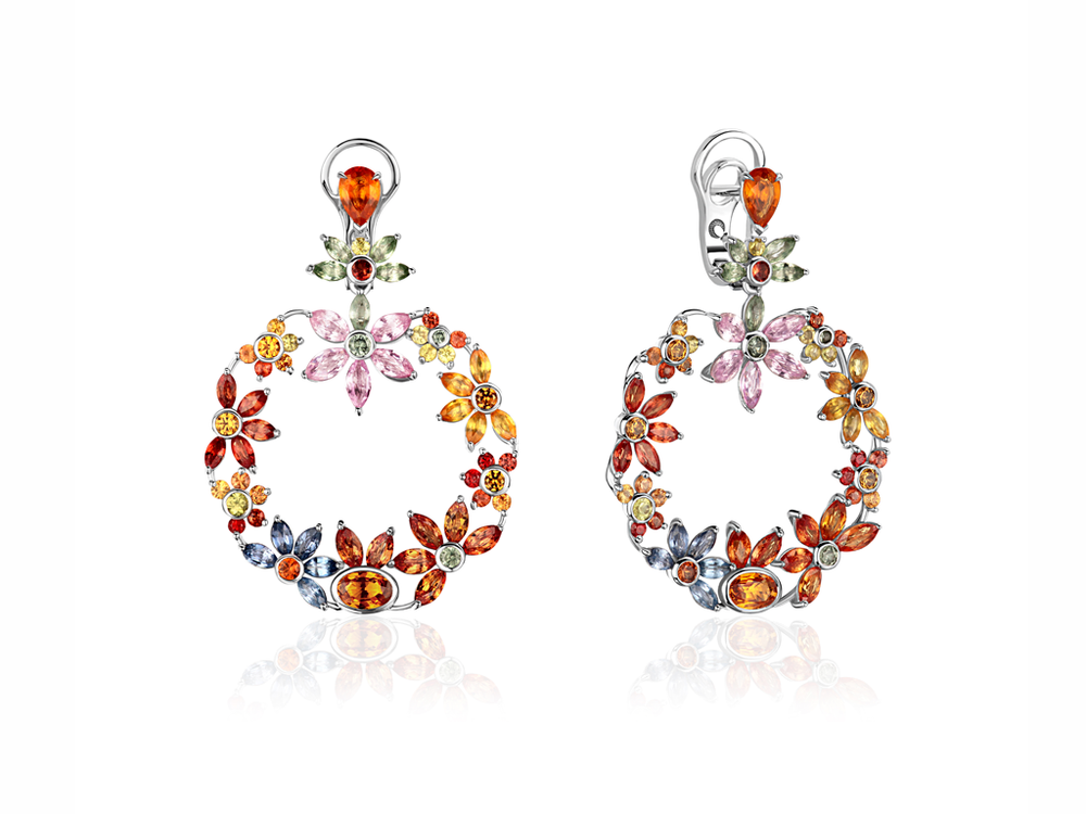 Дизайнерские серьги с сапфирами MULTI COLOR