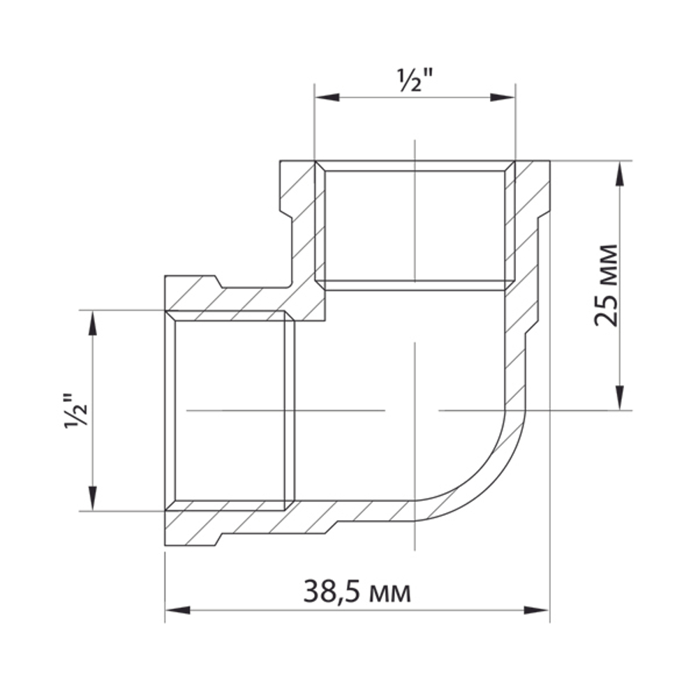 Уголок 1/2'' вн/вн VRT® никель
