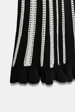 ZARA КОРОТКОЕ ТРИКОТАЖНОЕ ПЛАТЬЕ В ПОЛОСКУ, БЕЛЫЙ/ЧЕРНЫЙ