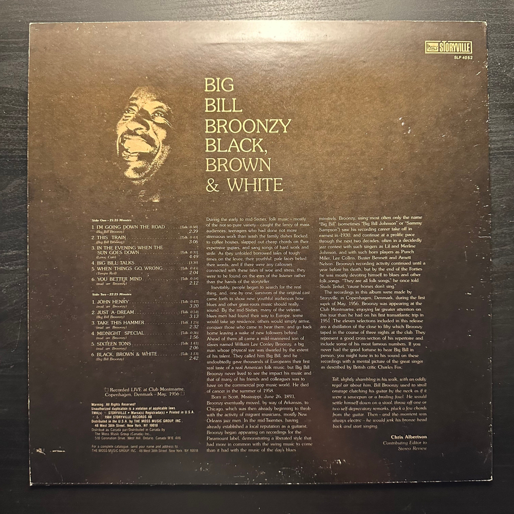 Big Bill Broonzy - Black, Brown & White (Швейцария 1986г.)