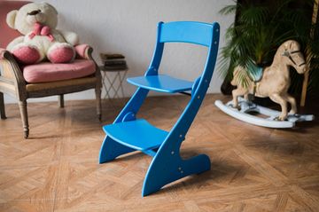 Растущий стул «Павлин» для письменного стола - Синий, Деревянный 49x47x85