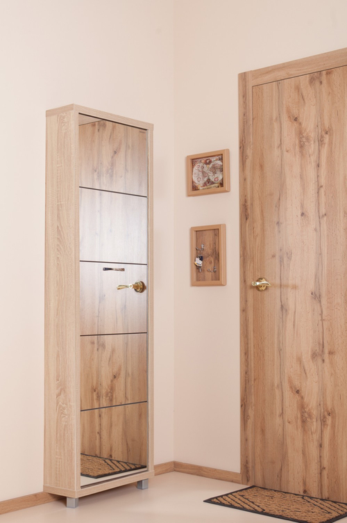 Обувница в прихожую с зеркалом для обуви Люкс 5 дуб сонома