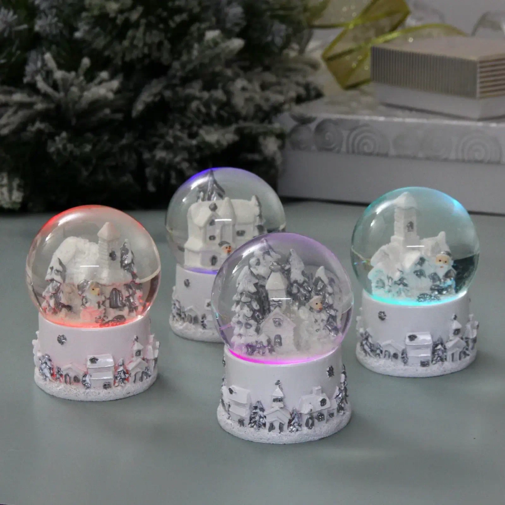 Сувенир Снежный шар «Новогодние пейзажи» 6.5*6.5*10 см (с подсветкой), микс