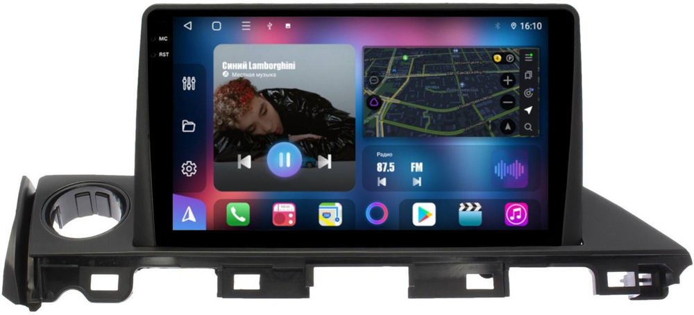 Магнитола для Mazda 6 2015-2018 - FarCar BM3005M монитор 9.5" QLED на Android 14, TS10, 4+32Гб, CarPlay, 4G SIM-слот