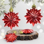 Ёлочные игрушки «Таинственное очарование» Звезда остроконечная 6 см (набор 4 шт), красный