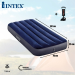 Надувной матрас двуспальный Intex 64759 (152х203х25 см) с насосом в комплекте, Кровать надувная велюровая двухместная