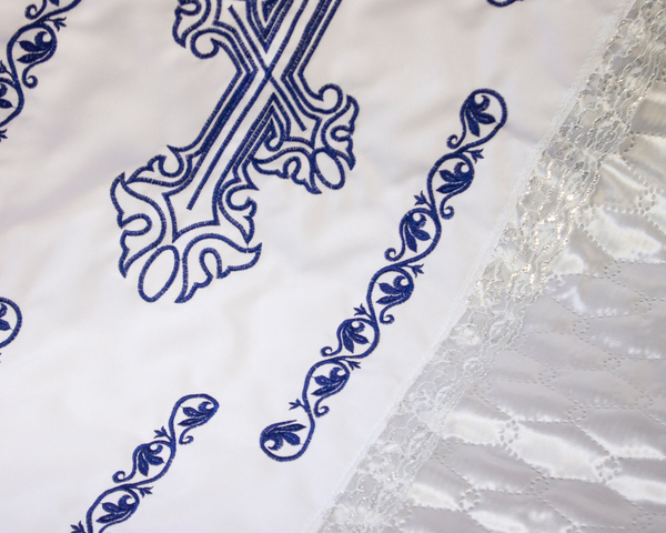 Комплект ритуальный «Крест витой» атлас-стеганка цветной