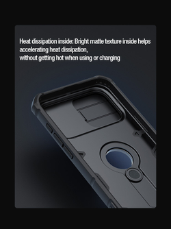 Чехол противоударный от Nillkin для смартфона iPhone 15 Pro Max, CamShield Armor Case, с кольцом и металлической защитной шторкой для камеры