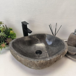 Каменная раковина из речного камня RS-63390 (55*41*15) 0123