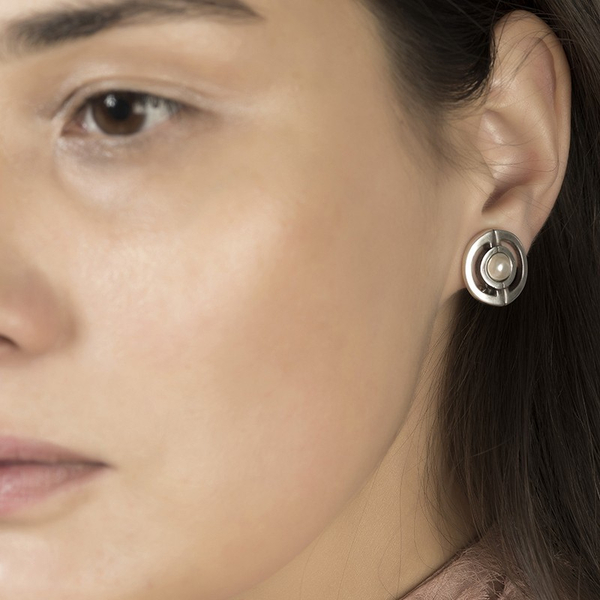 Серьги-пусеты Ciclon Elegance с серебряным покрытием и жемчугом Swarovski A211602-40 BW/S