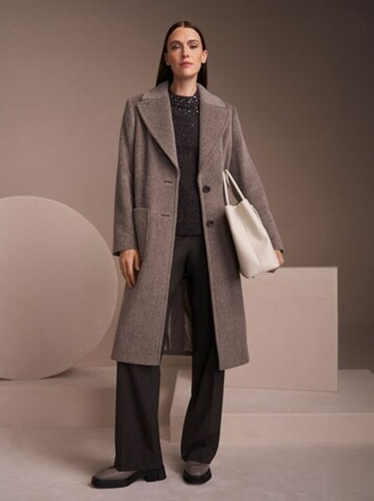 Marc Cain Пальто прямого кроя из шерсти альпаки