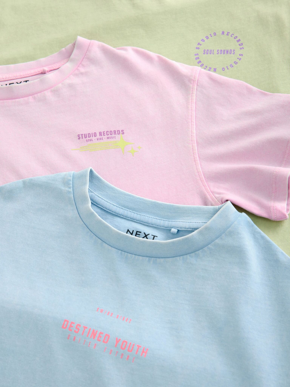 Футболка для девочки Next E44-344, 3 шт., Салатовый, Розовый, Голубой