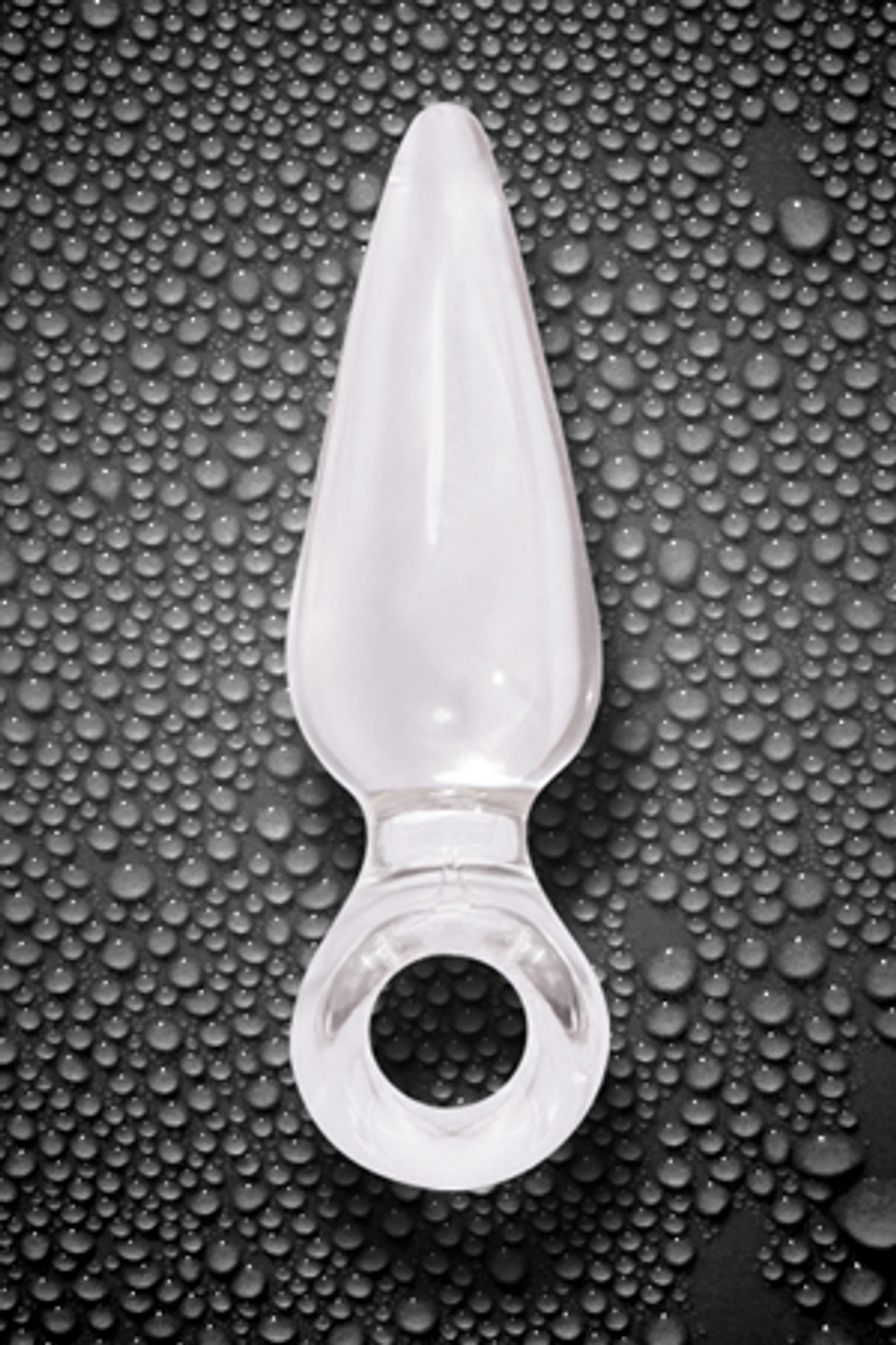 Большая прозрачная анальная пробка JOLIE с кольцом