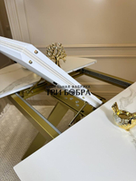 Круглый стол "Бонжур", керамогранит, белый мрамор