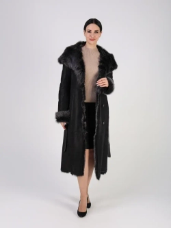 Дубленка зимняя натуральная с капюшоном длинная и теплая