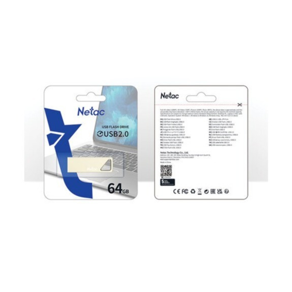 Флеш-драйв 64ГБ NETAC U326, USB 2.0, металлический корпус, серебристый