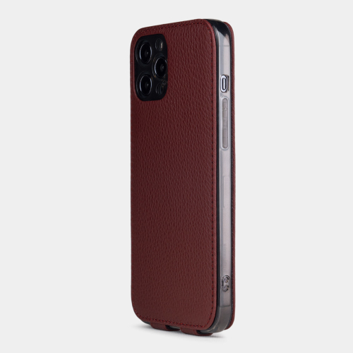 Чехол для iPhone 12 Pro Max из кожи теленка бордового цвета