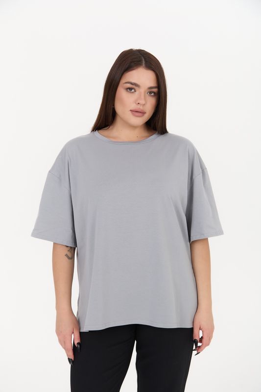 Футболка с круглым вырезом, серо-голубой