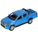 Машина металлическая Mitsubishi L200, 13 см, двери, багаж, инерция, цвет синий