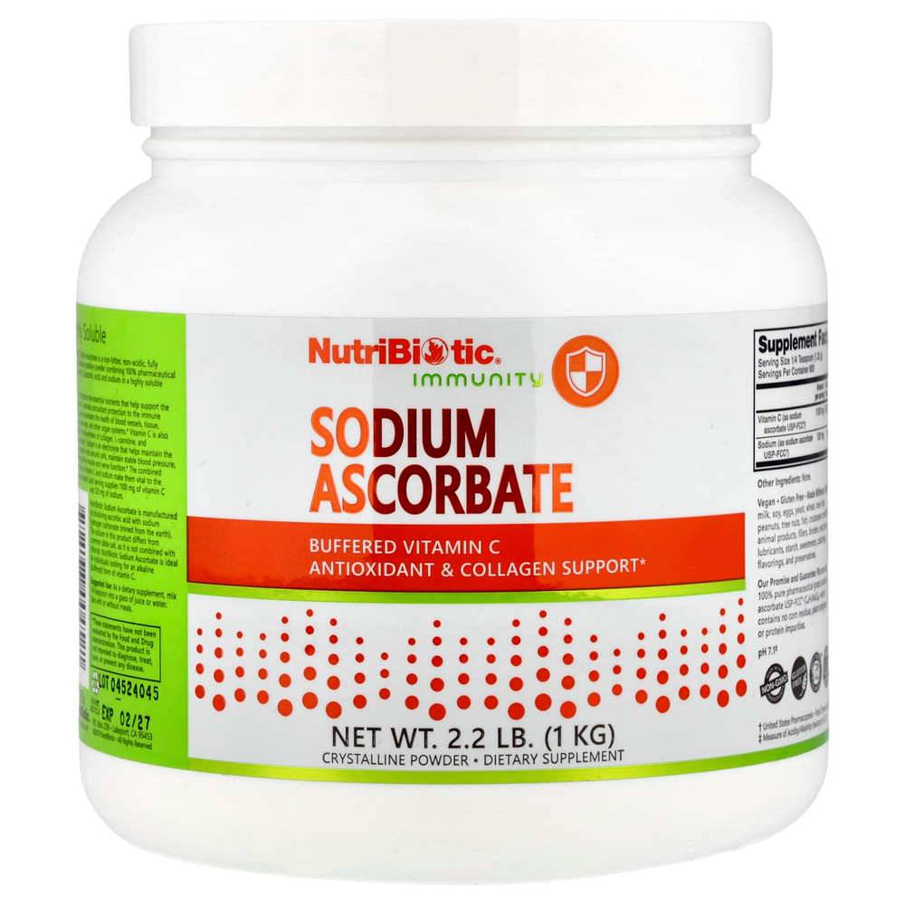 NutriBiotic, Immunity, аскорбат натрия, кристаллический порошок, 1 кг (2,2 фунта)