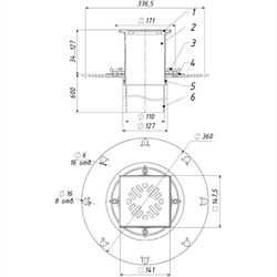 ТП-03.100/6 Кровельная воронка с трапом для эксплуатируемой кровли