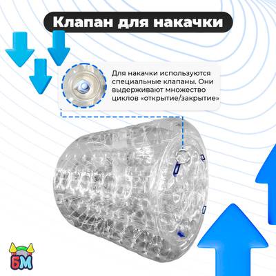 Аттракцион Водный роллер "Прозрачный" с разноцветными держателями, ТПУ, 2*1.8*1.8 м