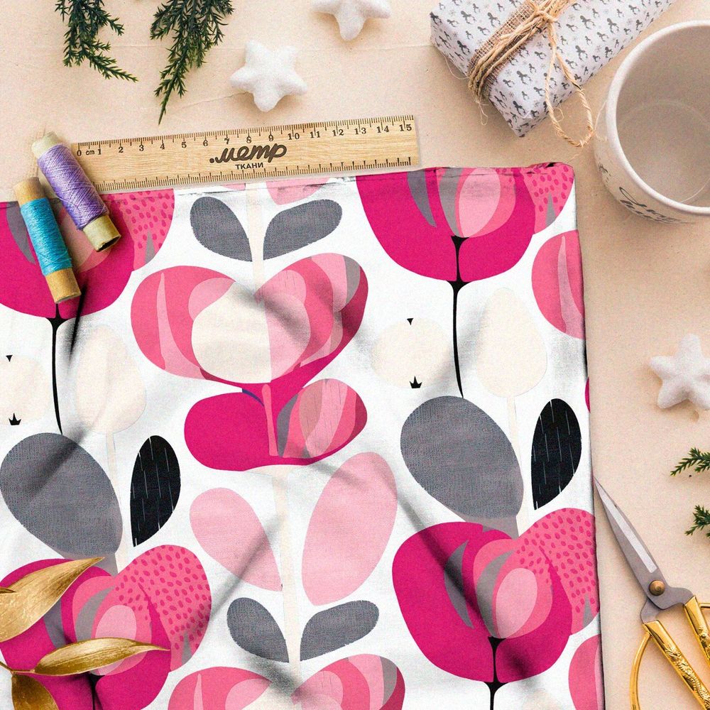 Ткань премиум дюспо абстрактный цветок