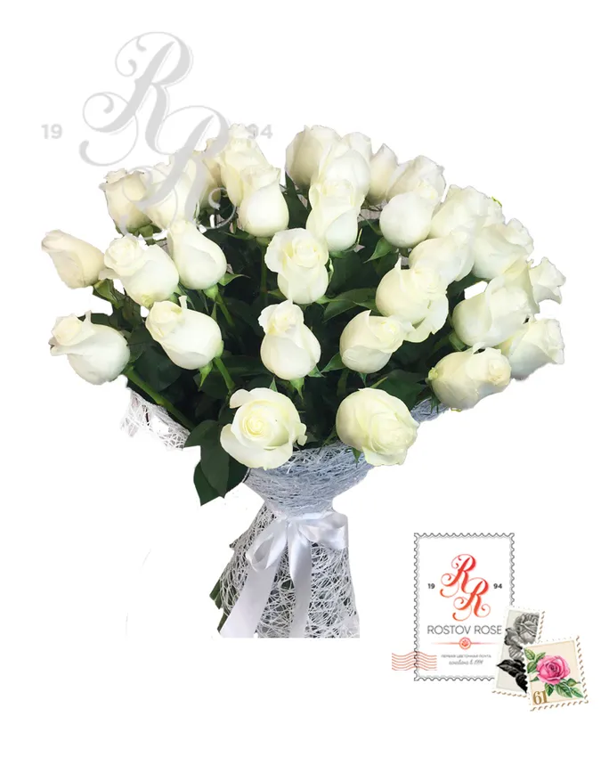 Букет 21 белая роза (Эквадор)