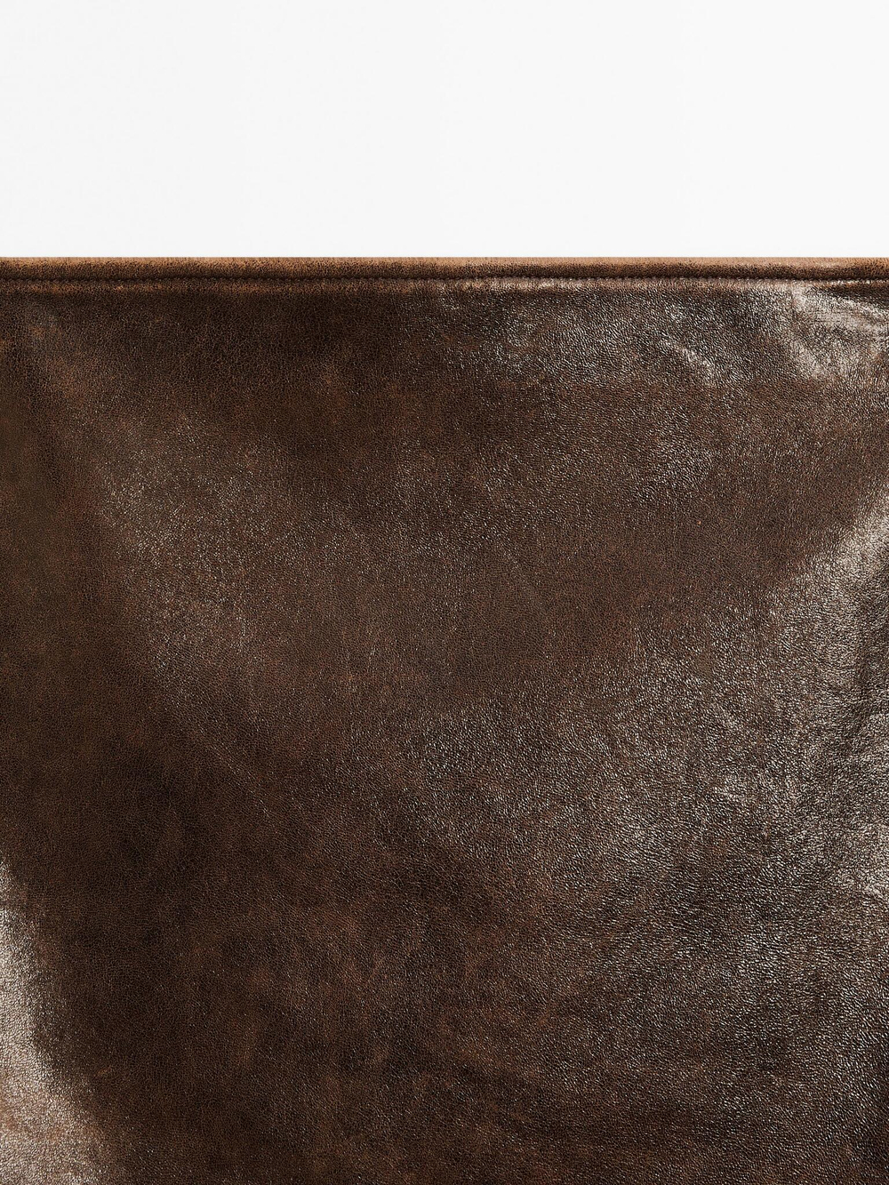 Massimo Dutti Мини-юбка из кожи наппа, коричневый