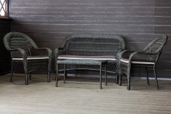 Садовый комплект из искусственного ротанга Мэдисон НЬЮ (Medison NEW) terrace set  с прямоугольным столиком с подушками на сиденье