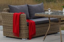 "Капучино" диван из искусственного ротанга двухместный, цвет соломенный