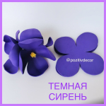 Детали  «четырехлистник» (набор - 50 шт)из фоамирана 2 мм, цвет - тёмная сирень, 13 х 13 см