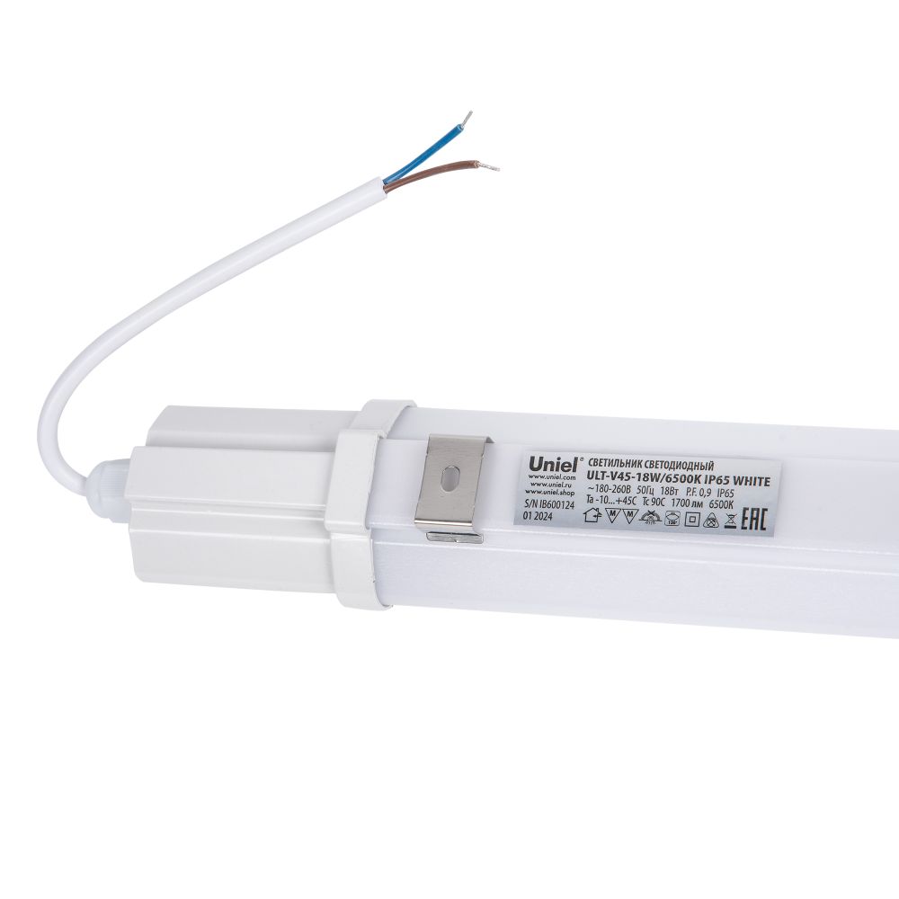 ULT-V45-18W-6500K IP65 WHITE Светильник светодиодный линейный. Дневной свет 6500K. Корпус белый. ТМ Uniel