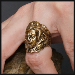 Кольцо "Медуза Горгона" латунь , 16-18 р