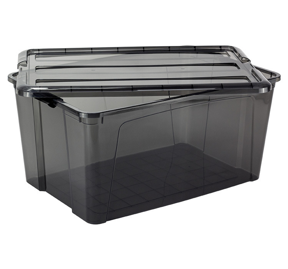 Ящик для хранения с замками КИП 45 л 385x580x280 чёрный прозрачный