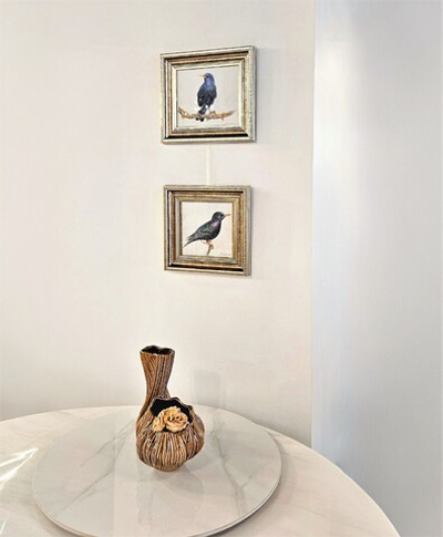 Картина авторская акварель "Скворец"