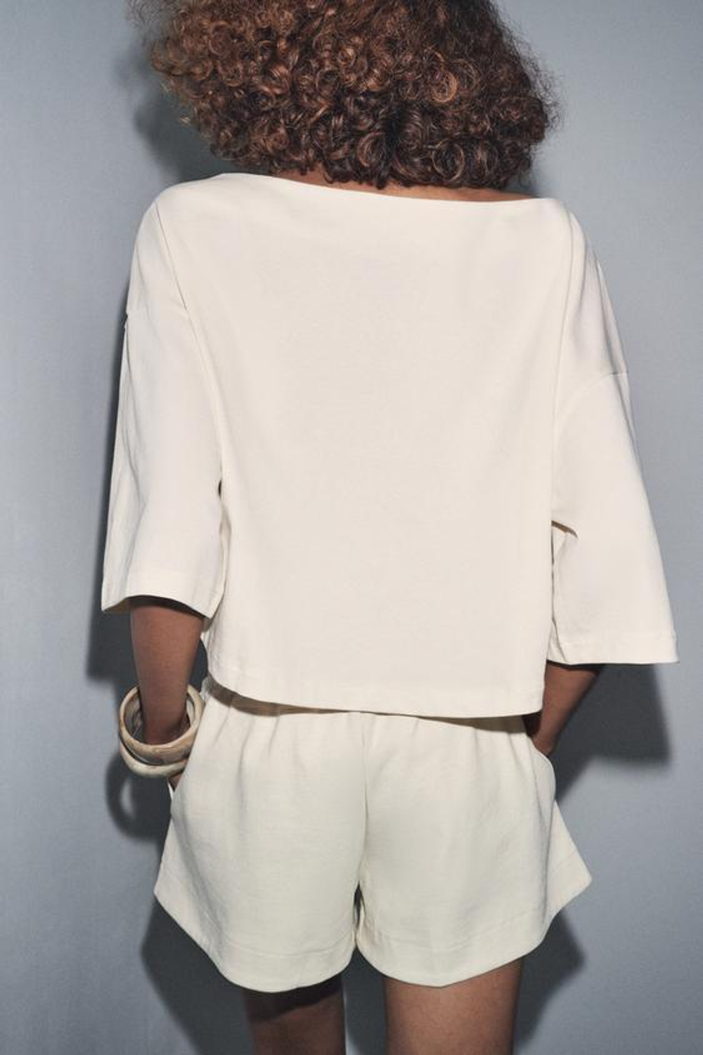 ZARA КОМБИНИРОВАННЫЕ ШОРТЫ, ЭКРЮ