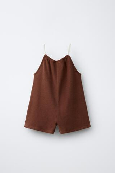 ZARA X PUKAS КОРОТКИЙ КОМБИНЕЗОН ИЗ МАХРОВОЙ ТКАНИ PUKAS SURF, КОРИЧНЕВЫЙ